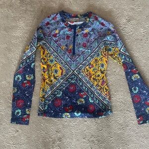 NWT Nanette Lepore Bali Batik Rash Guard Swimsuit Top Small